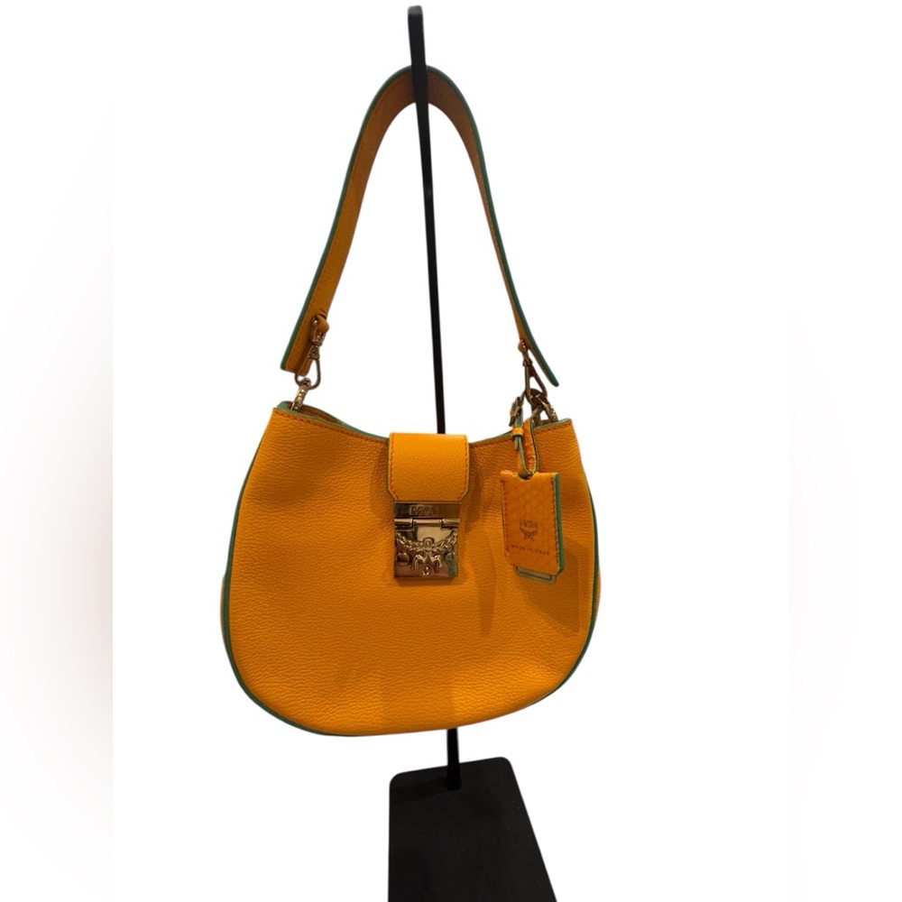 MCM - Patricia Park Avenue Hobo Bag - Yellow Leather/Light Green Trim - EUC